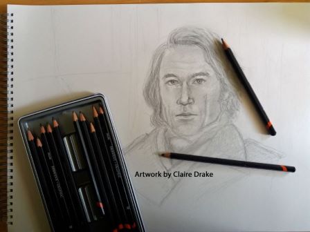 Sketch drawing of Tobias Menzies as Captain James Fitzjames
