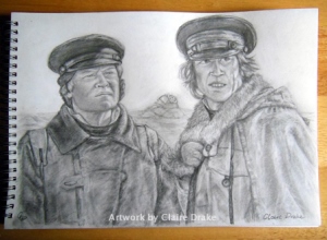Jared Harris & Tobias Menzies as Captain Crozier & Captain Fitzjames drawing by Claire Drake Artist & Designer