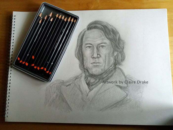 Drawing Art Tobias Menzies as James Fitzjames by Claire Drake Artist and Designer