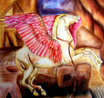 Pegasus mixed media art by Claire Drake