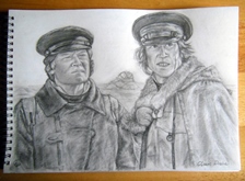 Jared Harris & Tobias Menzies as Captain Crozier & Captain Fitzjames drawing by Claire Drake Artist & Designer